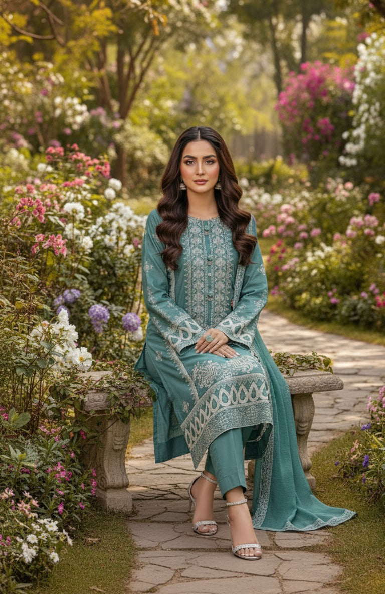 3pc Embroidered  Premium Viscose Pret-SU-13