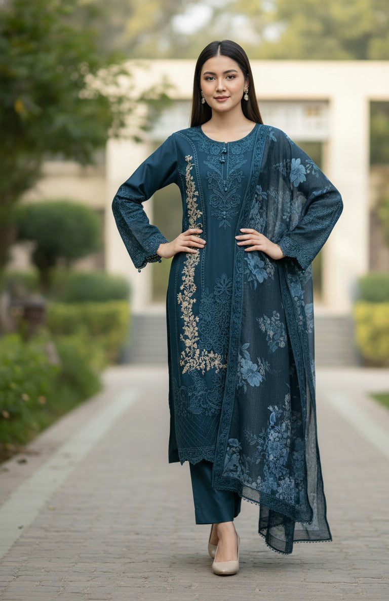 3pc Embroidered Viscose Marina -SU-09