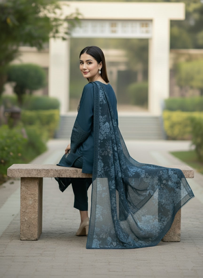 3pc Embroidered Viscose Marina -SU-09