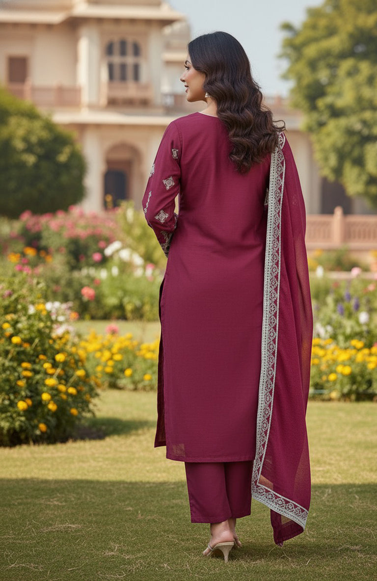 3PC  Embroidered Premium Viscose Pret-SU-14