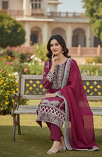 3PC  Embroidered Premium Viscose Pret-SU-14