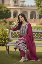 3PC  Embroidered Premium Viscose Pret-SU-14