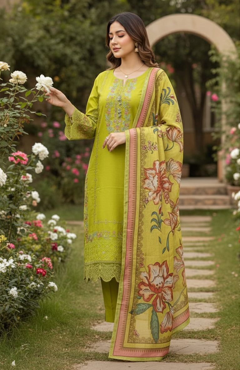 3pc Embroidered  Premium Viscose Pret-SU-12