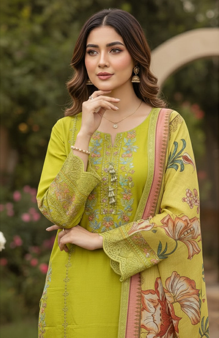 3pc Embroidered  Premium Viscose Pret-SU-12