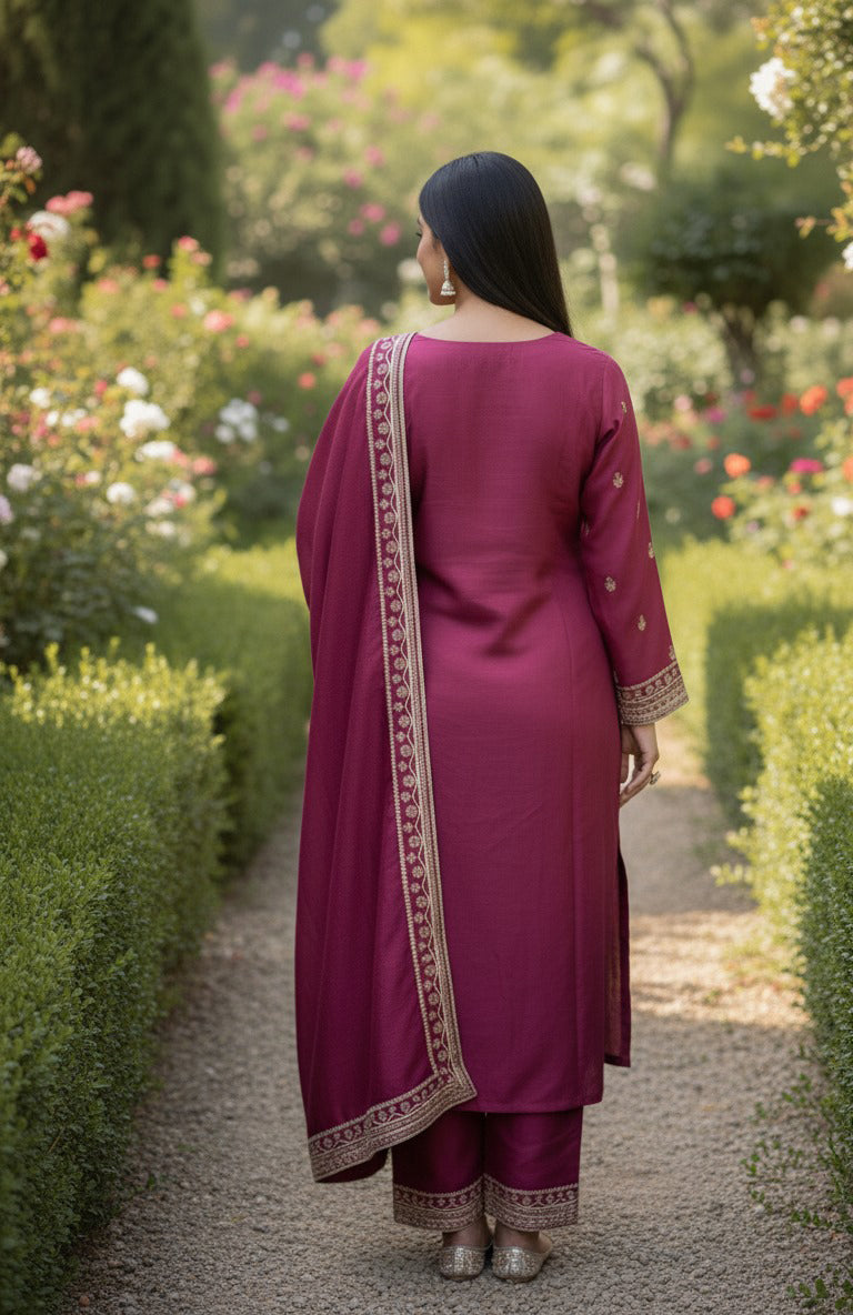 3PC Embroidered Premium Viscose Pret-SU-15