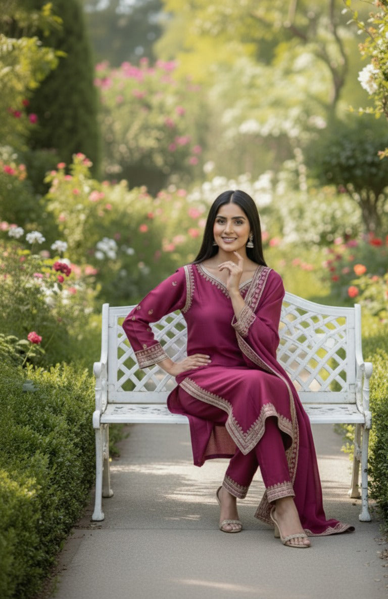 3PC Embroidered Premium Viscose Pret-SU-15