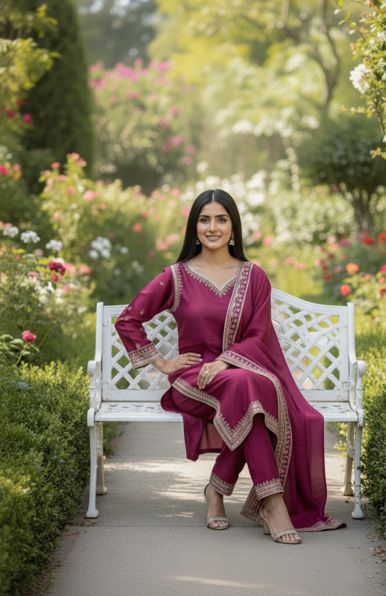 3PC Embroidered Premium Viscose Pret-SU-15