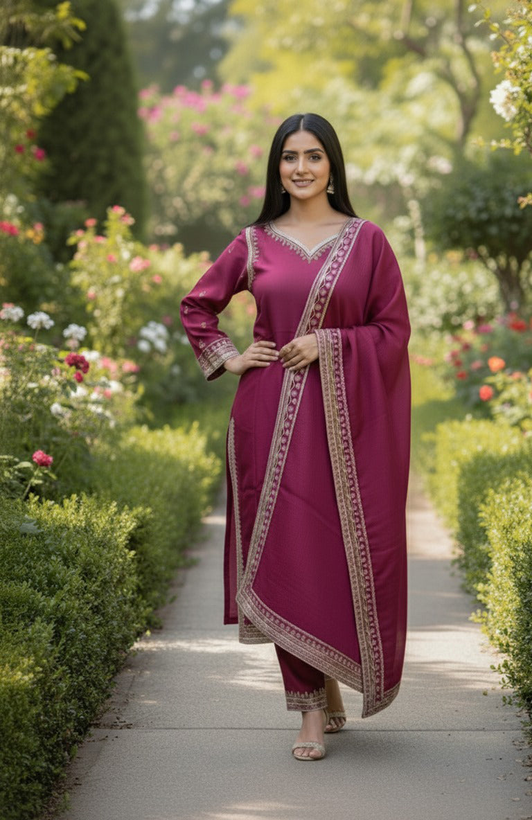 3PC Embroidered Premium Viscose Pret-SU-15