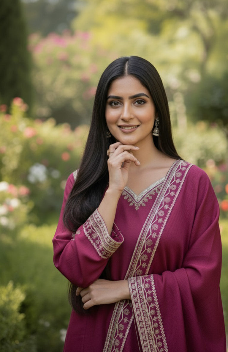 3PC Embroidered Premium Viscose Pret-SU-15