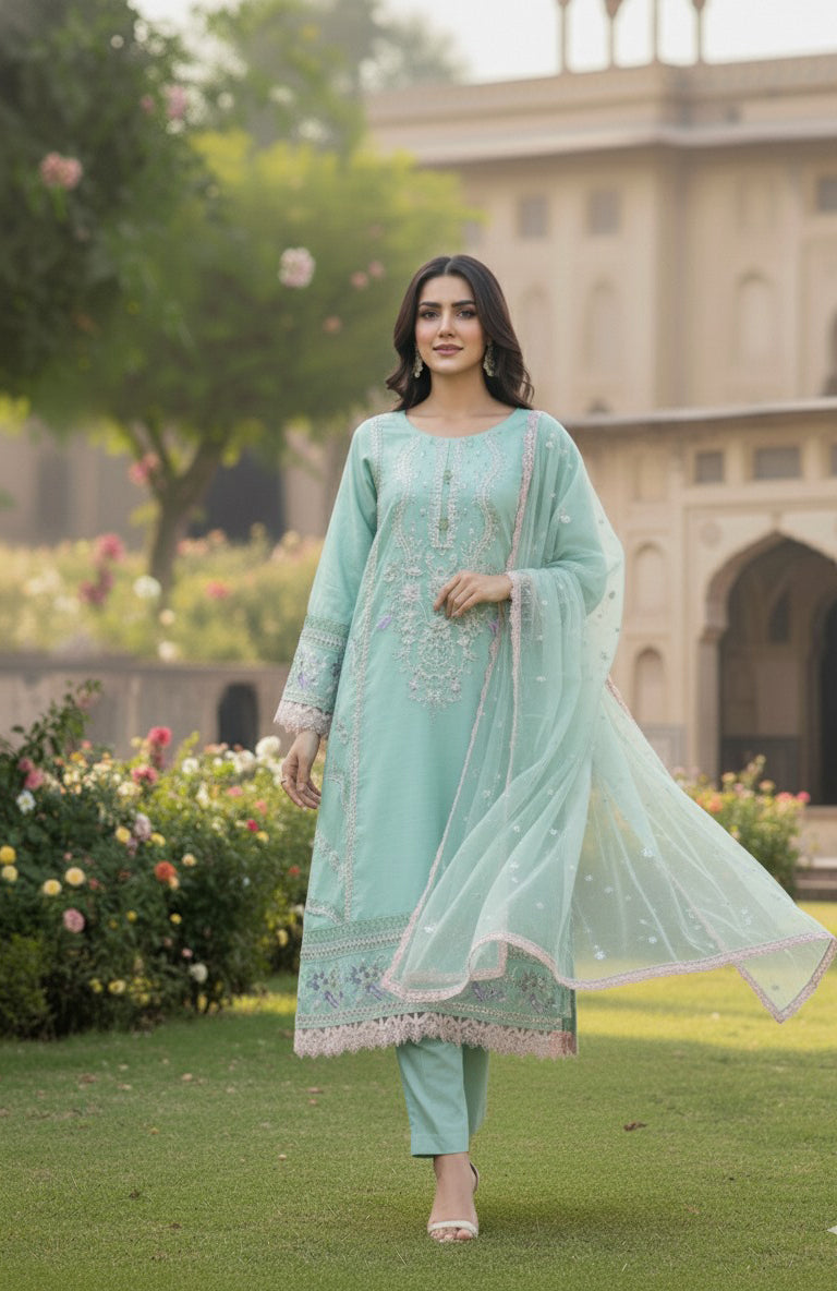 3pc Embroidered Premium Viscose Pret-SU-11