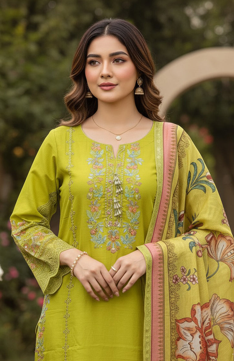 3pc Embroidered  Premium Viscose Pret-SU-12