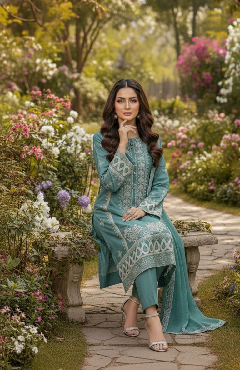 3pc Embroidered  Premium Viscose Pret-SU-13