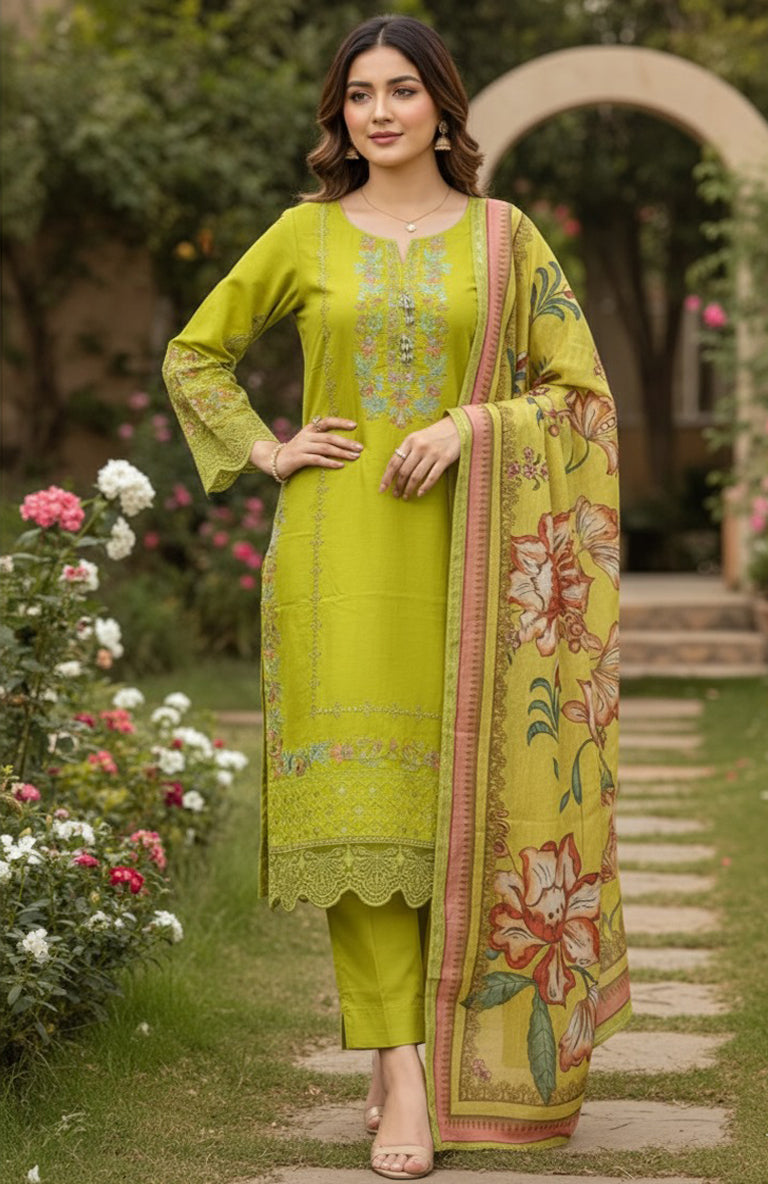 3pc Embroidered  Premium Viscose Pret-SU-12