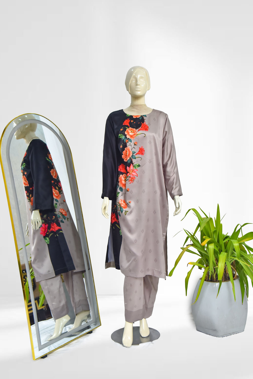 Printed Silk 2-Piece Suit