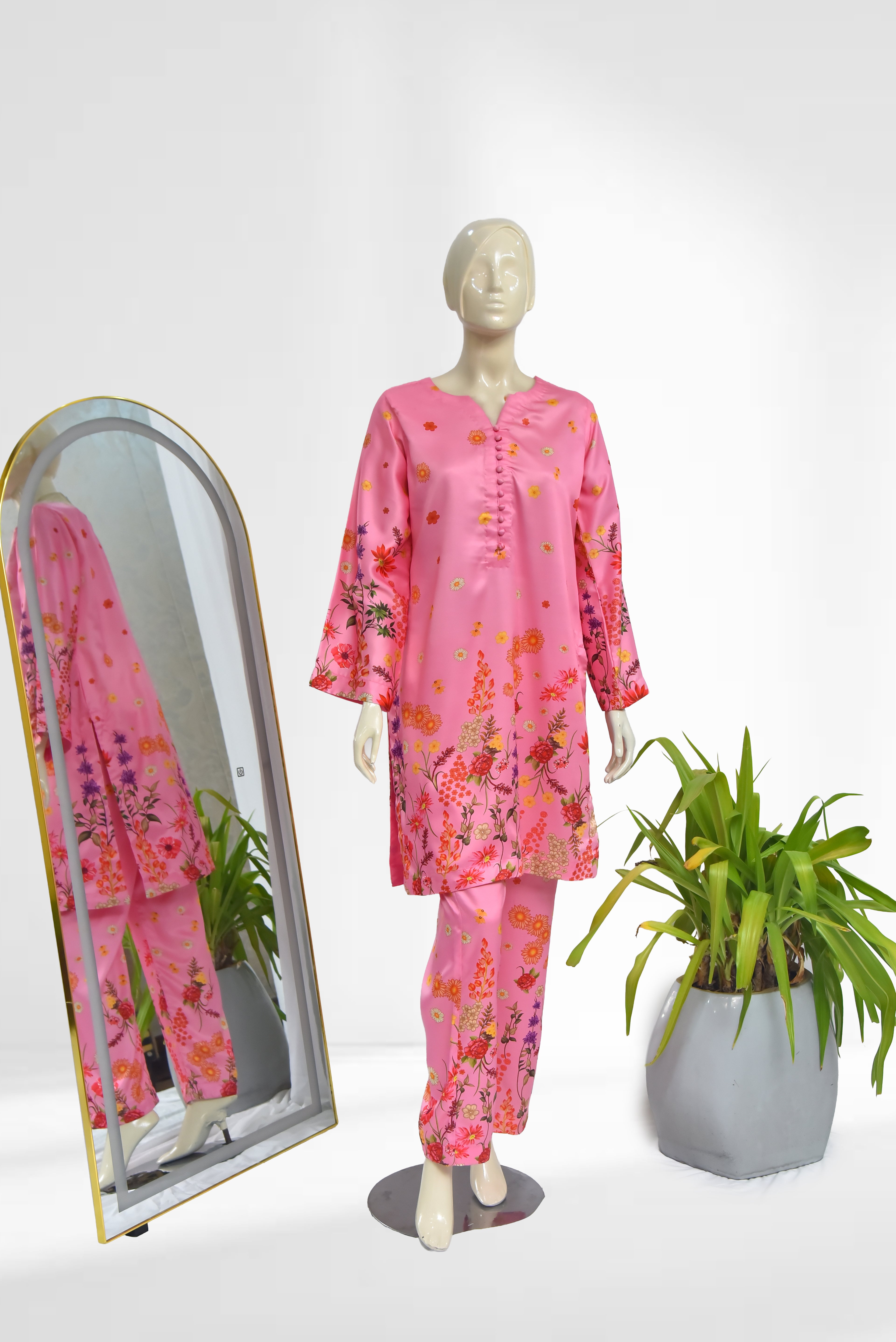 Printed Silk 2-Piece Suit