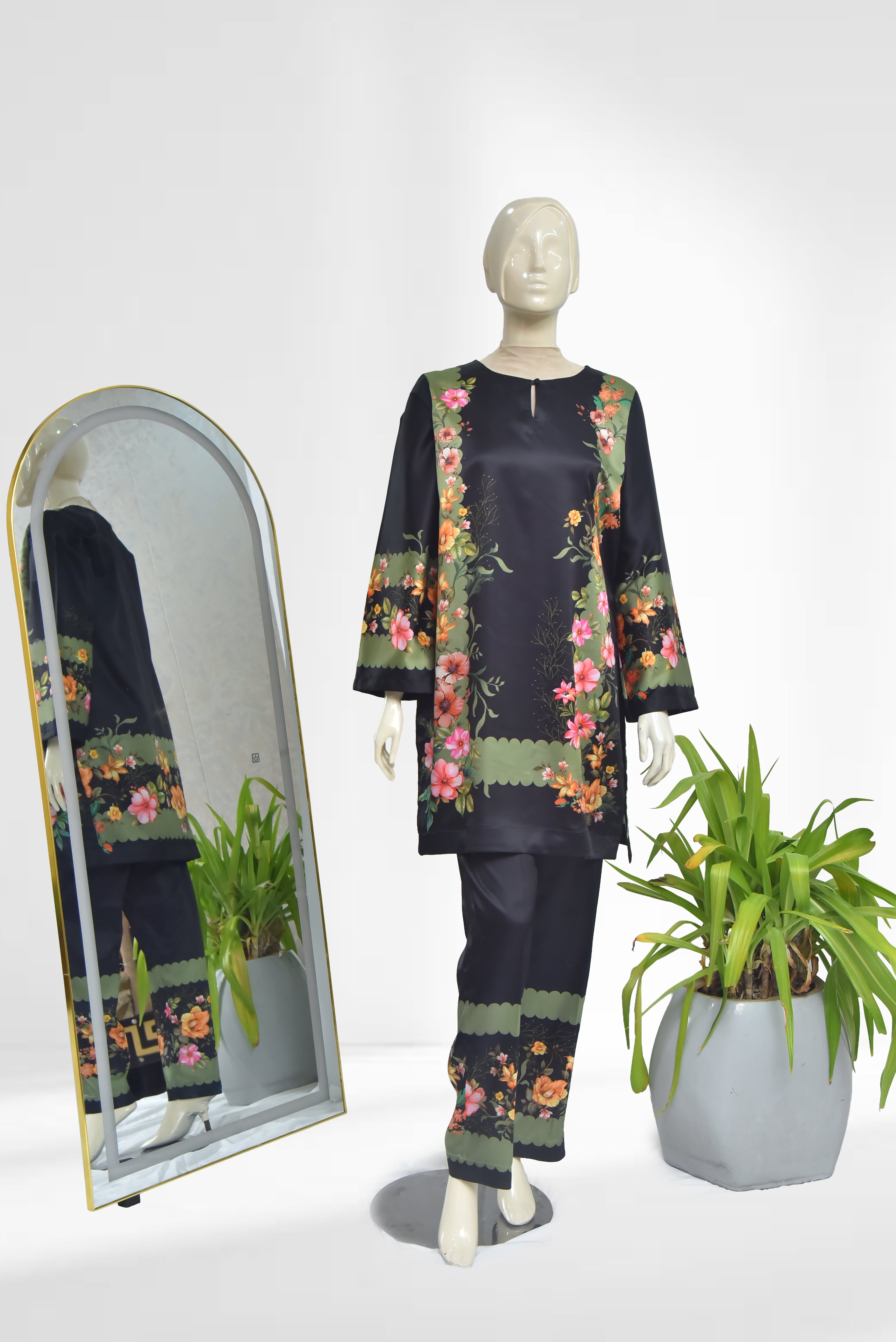 Printed Silk 2-Piece Suit