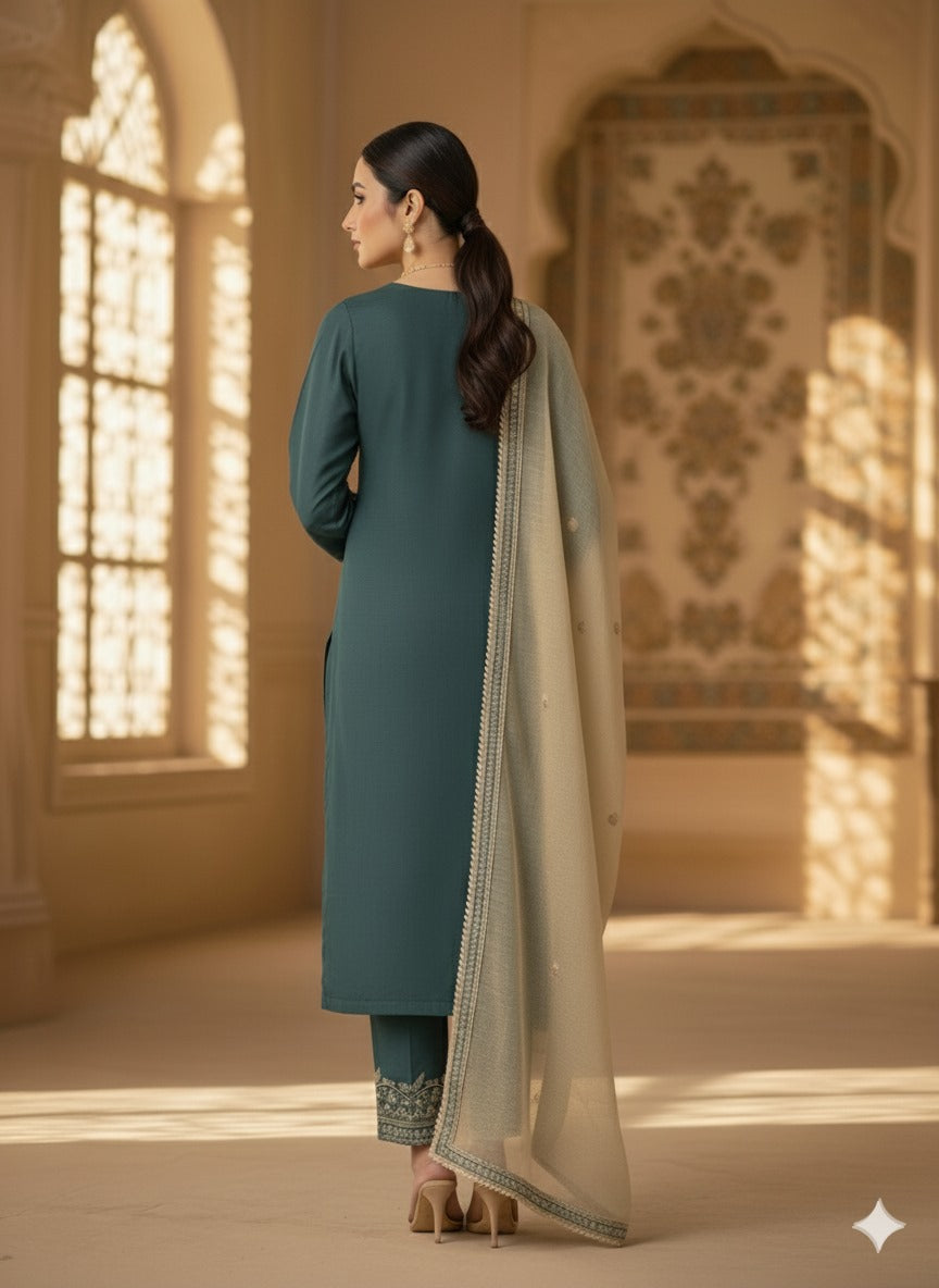 3 Piece Embroidered Suit