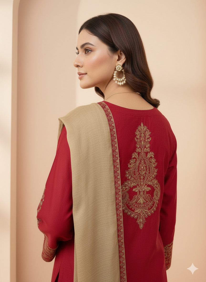 3 Piece Embroidered Suit